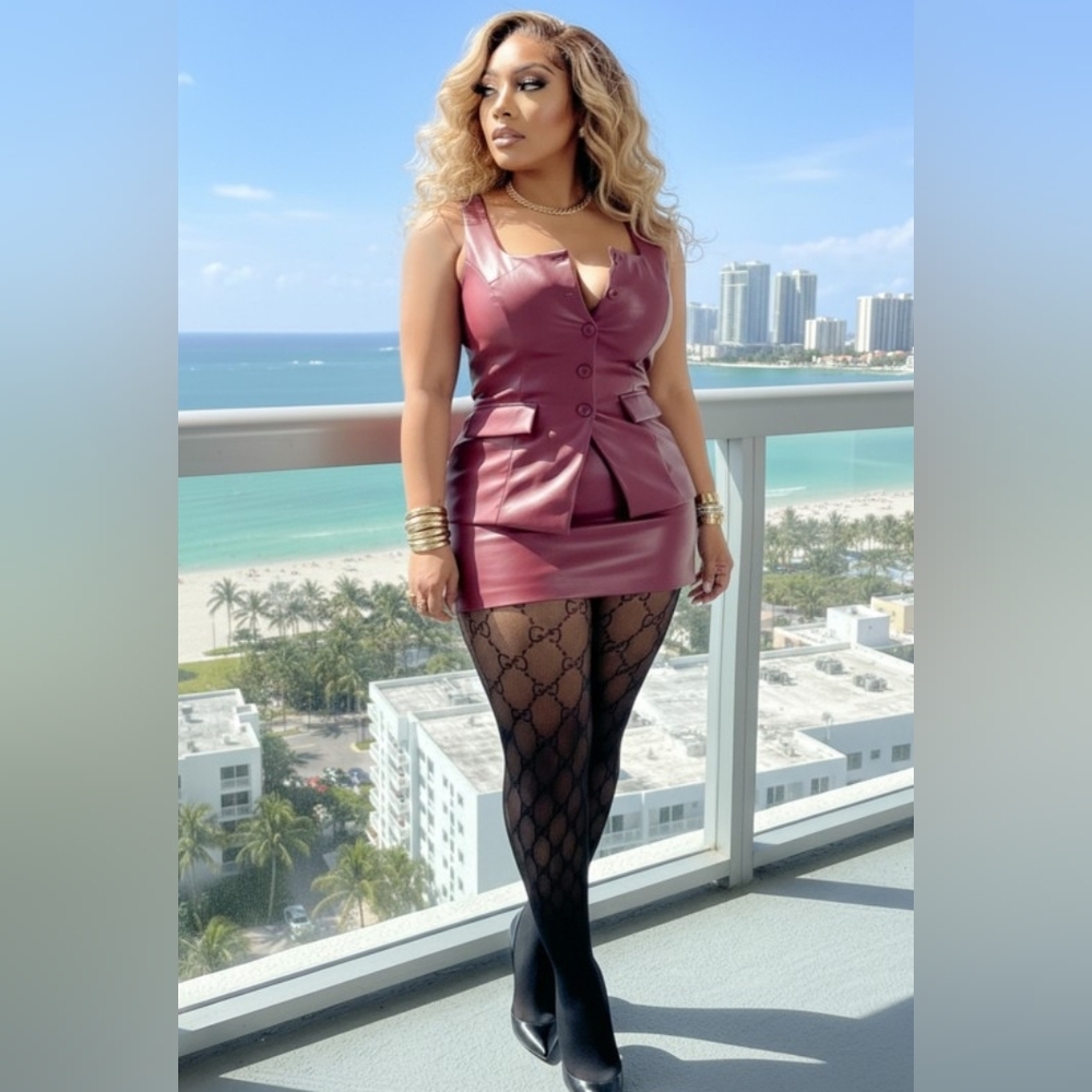 Shana Two Piece Skirt Set-Wine